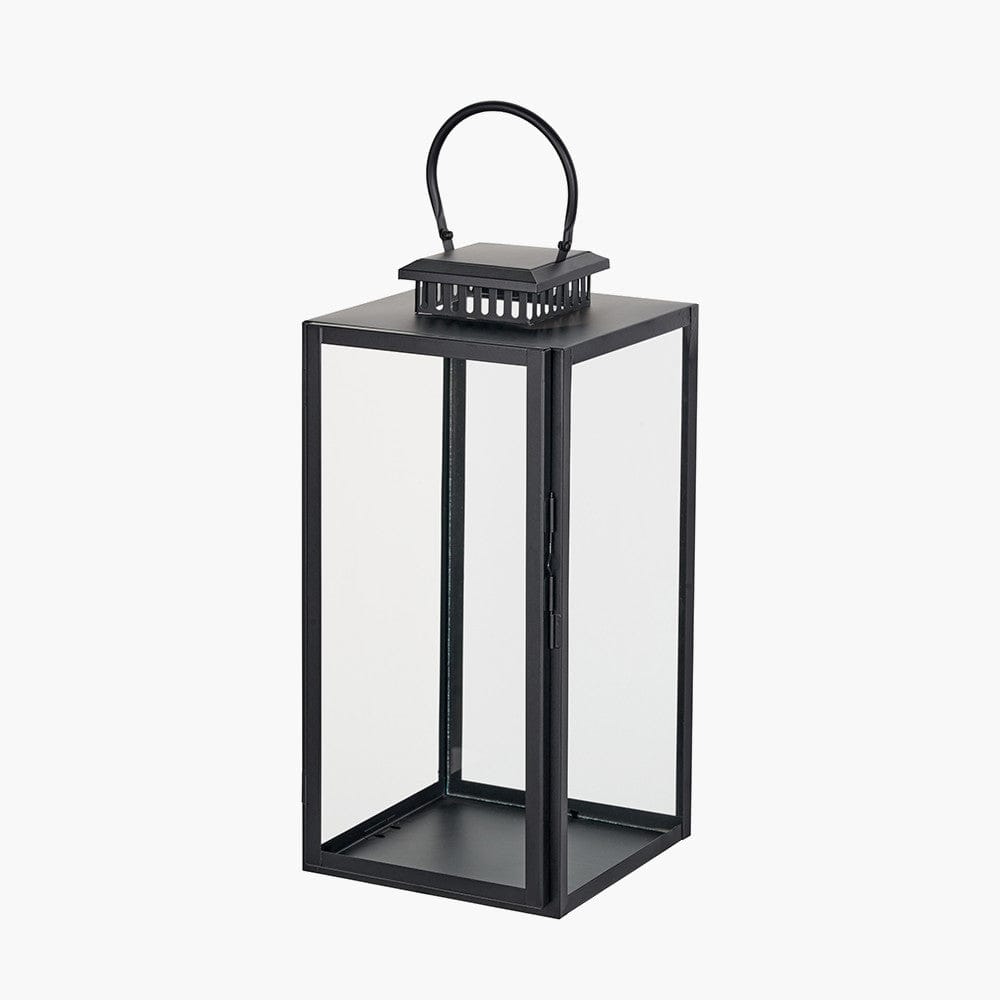 Black Stainless Steel & Glass Large Rectangular Lantern