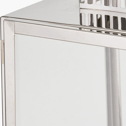 Silver Stainless Steel & Glass Large Rectangular Lantern