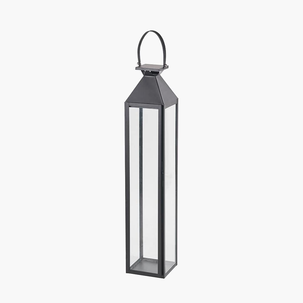 Black Stainless Steel & Glass Large Tall Lantern