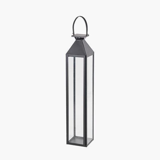 Black Stainless Steel & Glass Large Tall Lantern