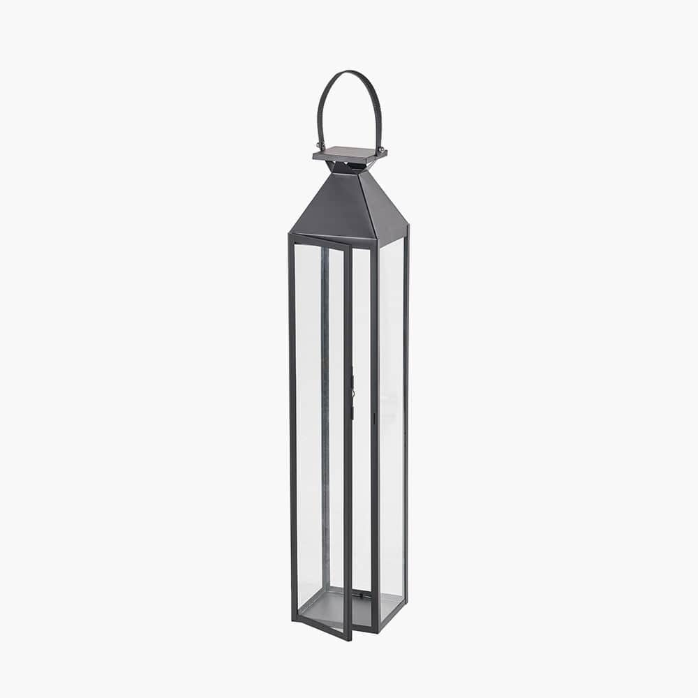 Black Stainless Steel & Glass Large Tall Lantern