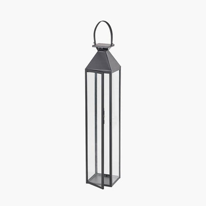 Black Stainless Steel & Glass Large Tall Lantern