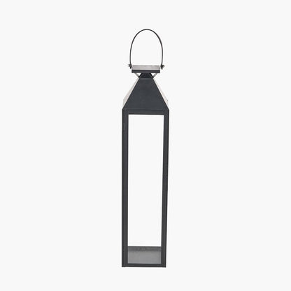 Black Stainless Steel & Glass Medium Tall Lantern