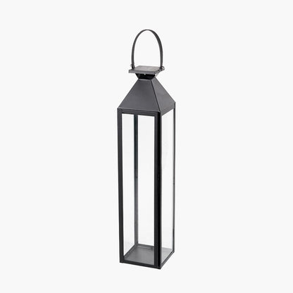 Black Stainless Steel & Glass Medium Tall Lantern