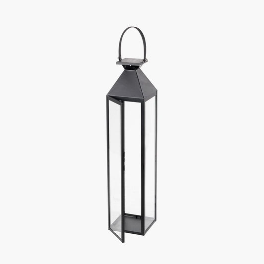 Black Stainless Steel & Glass Medium Tall Lantern