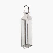 Silver Stainless Steel & Glass Medium Tall Lantern