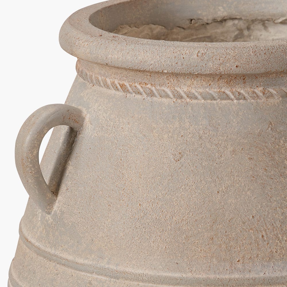 Grey Wash Small Fibrestone Decorative Vase with Handles
