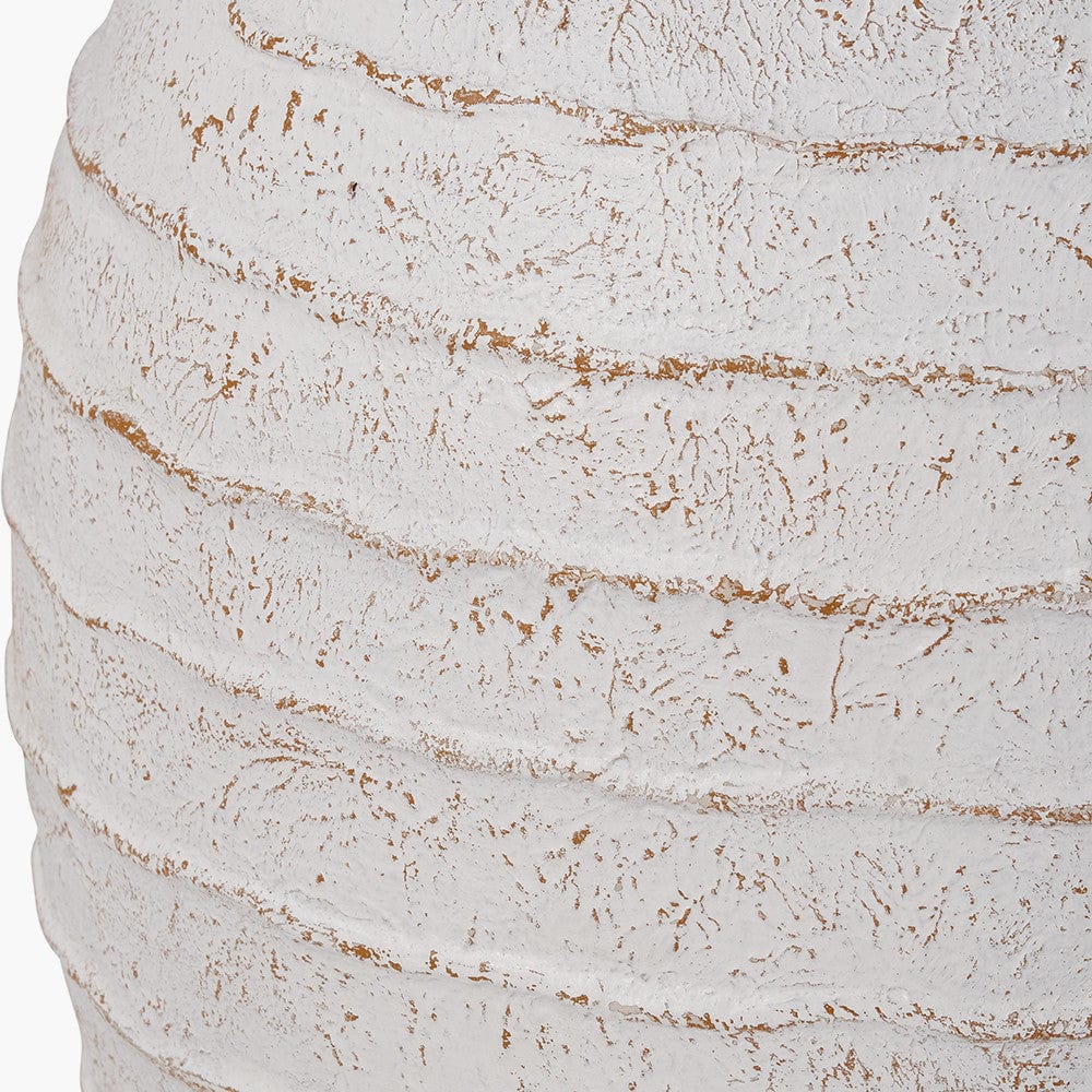 White Wash Large Fibrestone Decorative Ribbed Vase