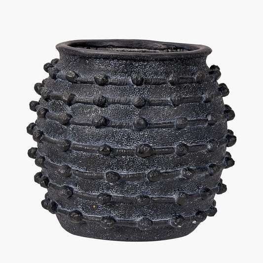 Black Bobble Fibrestone Large Decorative Planter