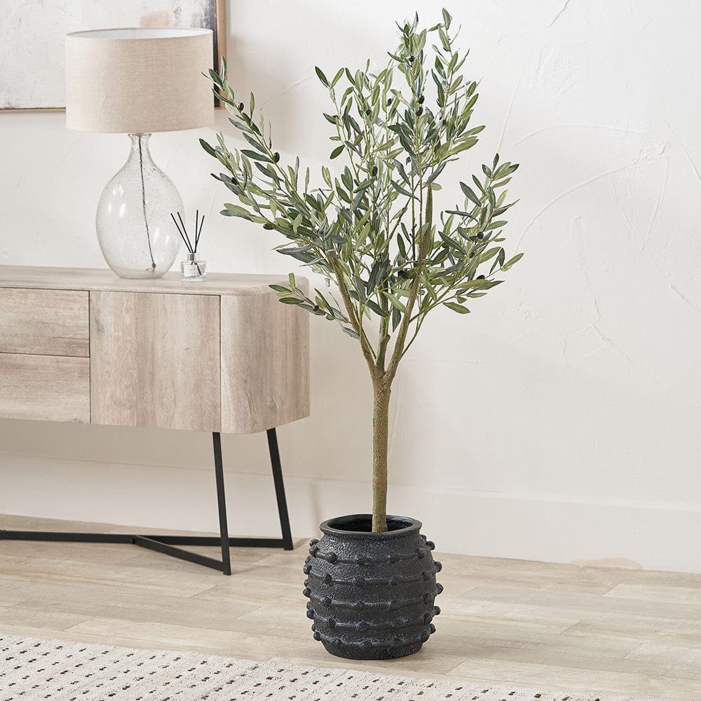 Black Bobble Fibrestone Small Decorative Planter