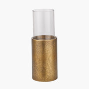 Antique Brass Finish Metal & Clear Glass Large Hurricane