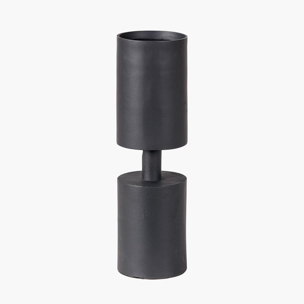 Matt Black Large Metal Pillar Candle Holder