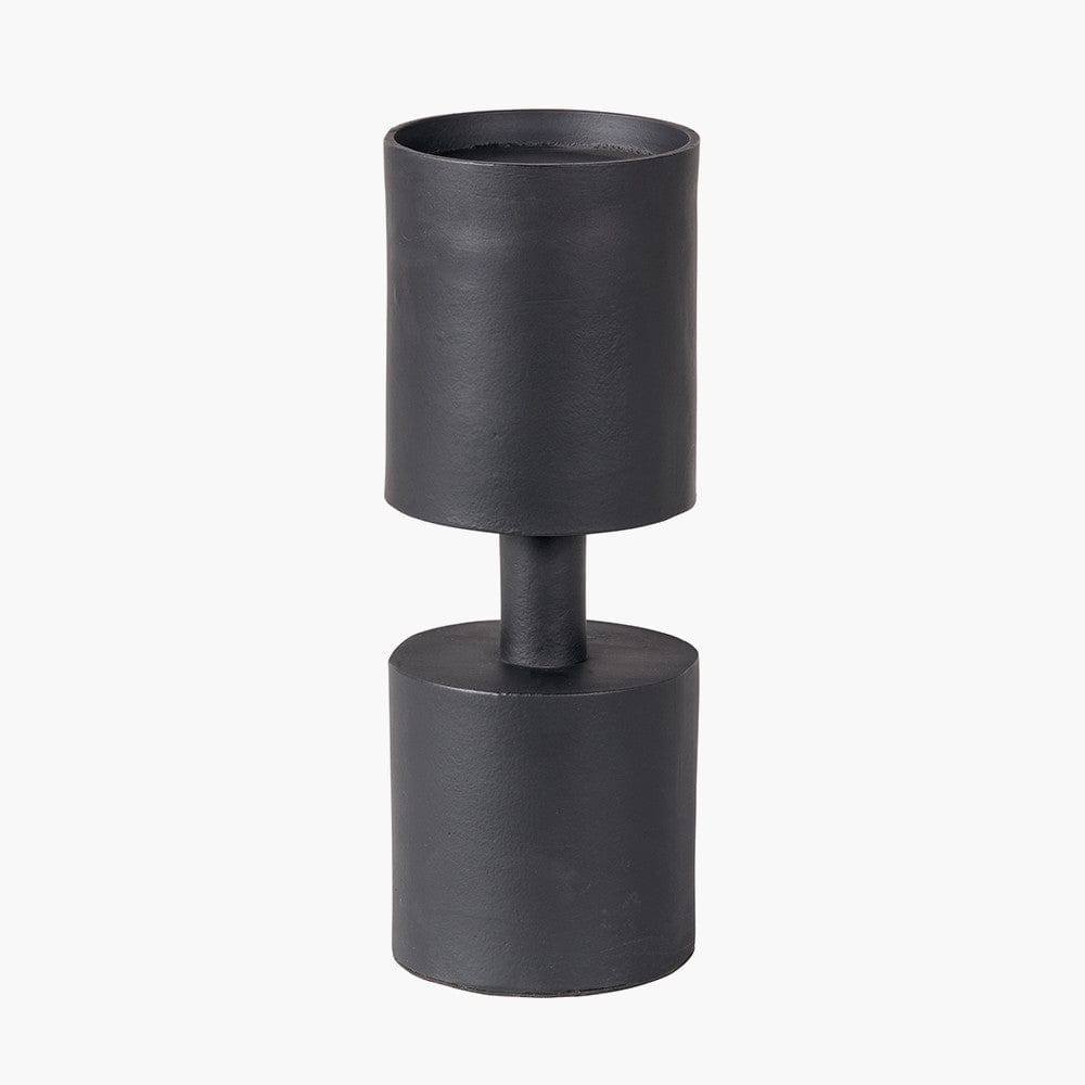 Matt Black Small Metal Pillar Candle Holder