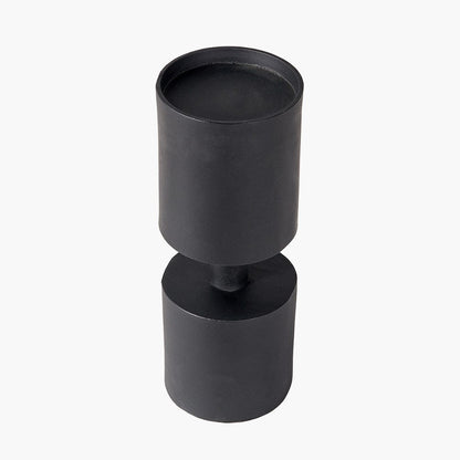 Matt Black Small Metal Pillar Candle Holder