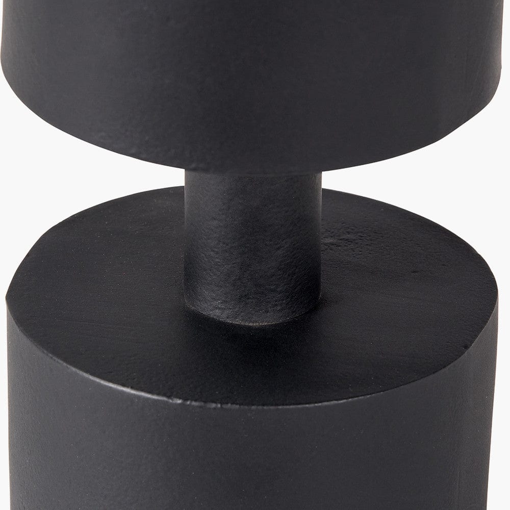 Matt Black Small Metal Pillar Candle Holder