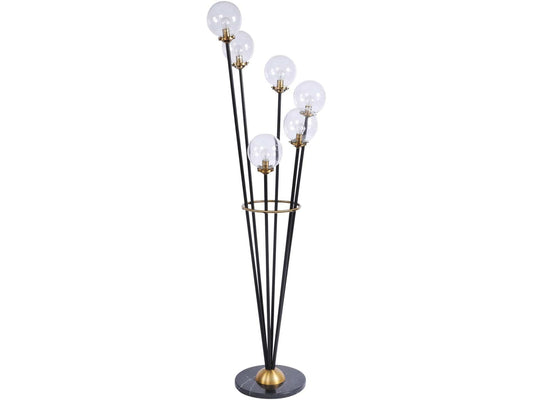 Mercer Glass Bubble Black And Brass Floor Lamp