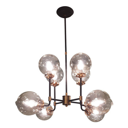 Mercer Glass Bubble Black & Brass Chandelier