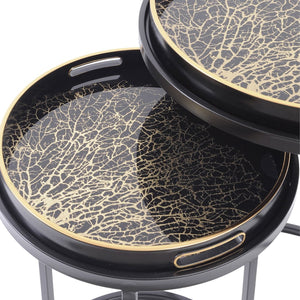 Tray Top Coral Design Nesting Side Tables Set of 2