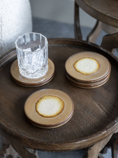 Reactive Glazed Medway Ochre Coaster Set of 4