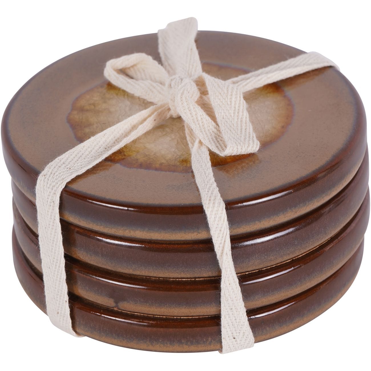 Sienna Brown Reactive Glaze Coaster Set of 4