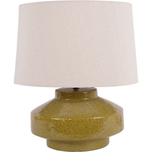 San Sebastian Ceramic Green Table Lamp with Tapered Natural Shade