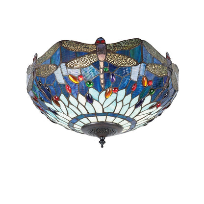 Dragonfly Blue Medium 2 Light Flush Ceiling Light