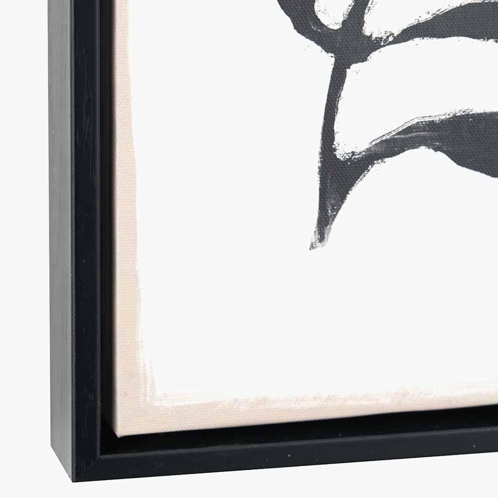 Set of 2 Black Leaf Print Canvases with Black Frames