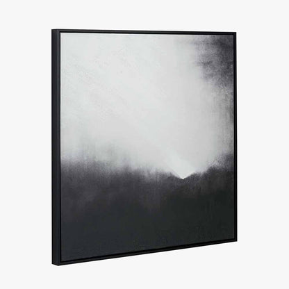 Monochrome Abstract Square Canvas with Black Frame