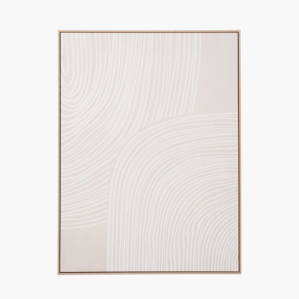 Natural & White Abstract Canvas with Natural Frame