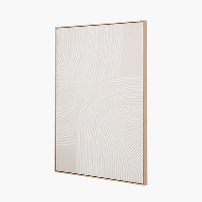 Natural & White Abstract Canvas with Natural Frame