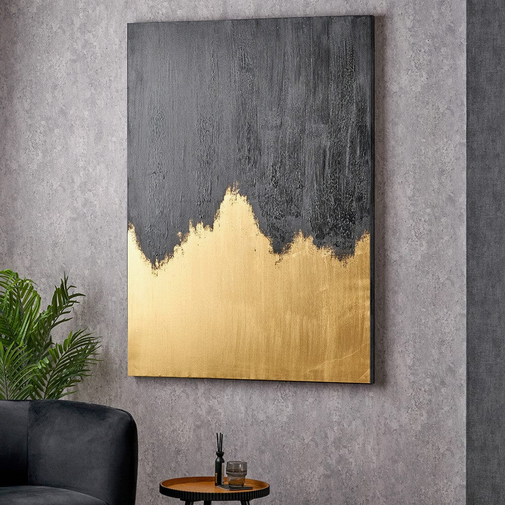 Black & Gold Abstract Frameless Canvas