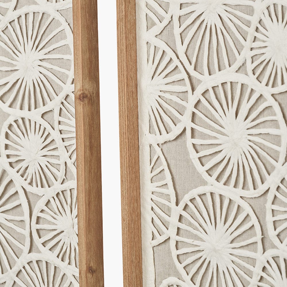 Set of 2 Cut Out Pattern Natural Paper Design Wall Art with Natural Frames