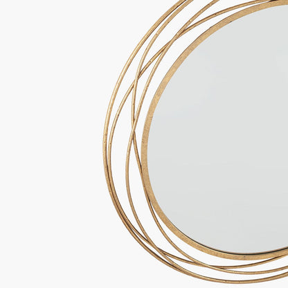 Antique Gold Metal Round Wall Mirror