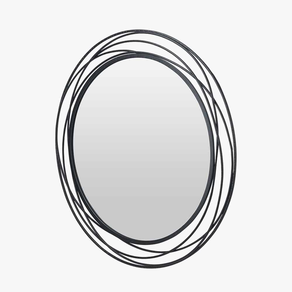 Black Metal Swirl Round Wall Mirror