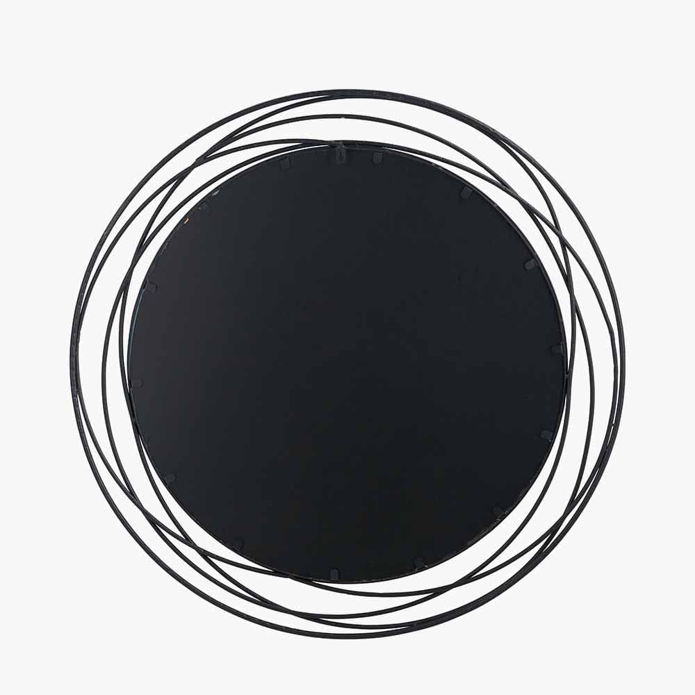 Black Metal Swirl Round Wall Mirror