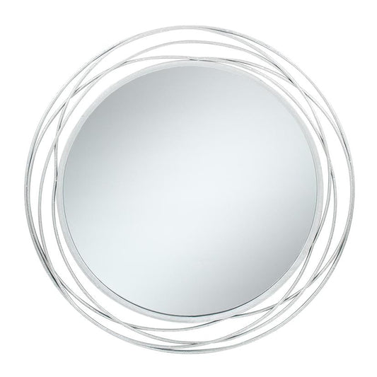 Antique Silver Metal Round Wall Mirror