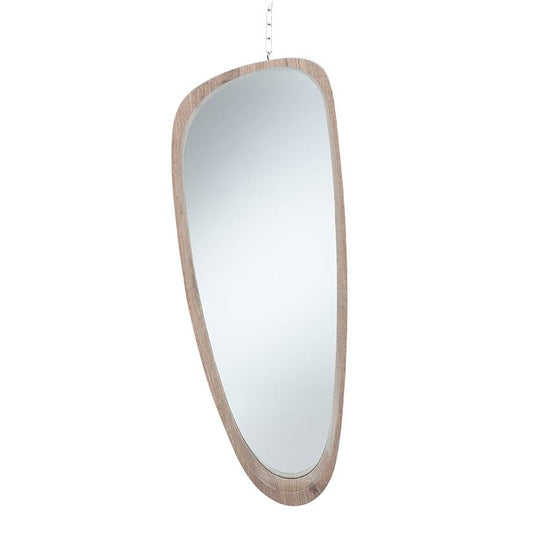 Natural Wood Veneer Teardrop Shaped Mirror