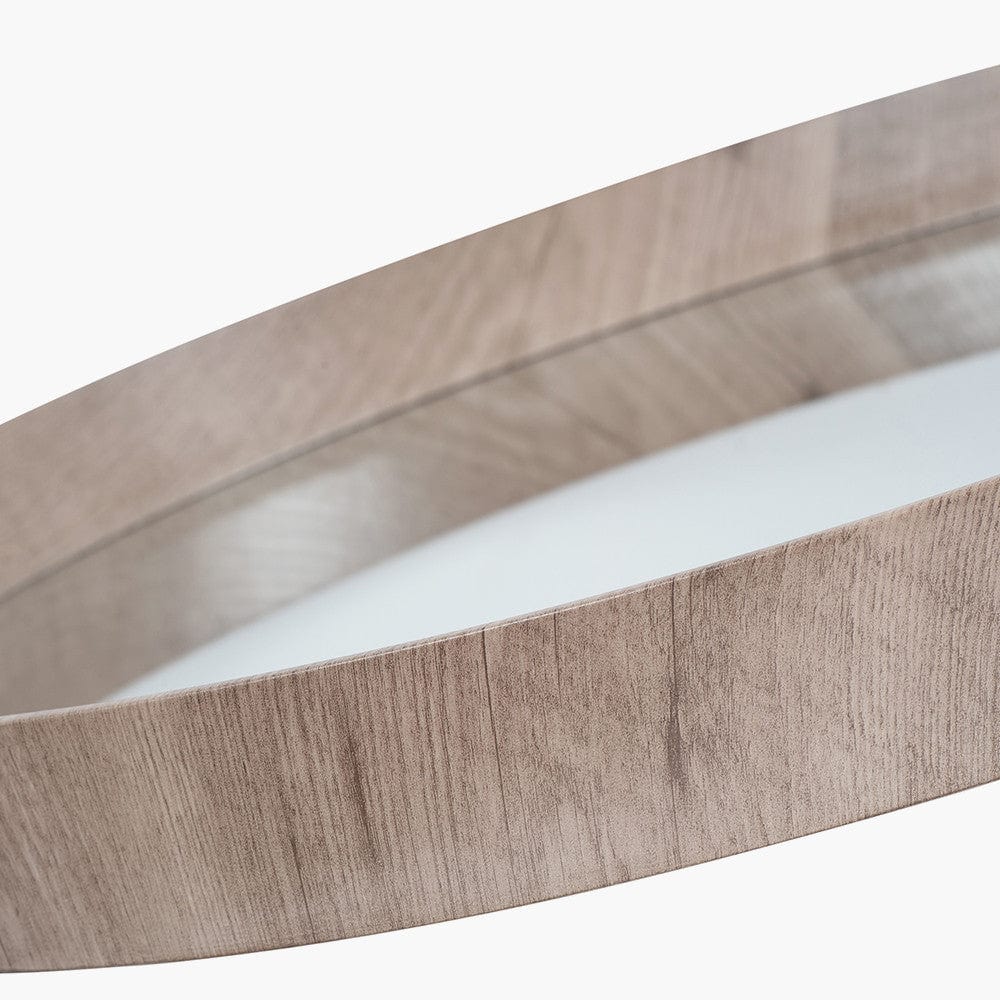 Natural Wood Veneer Round Wall Mirror