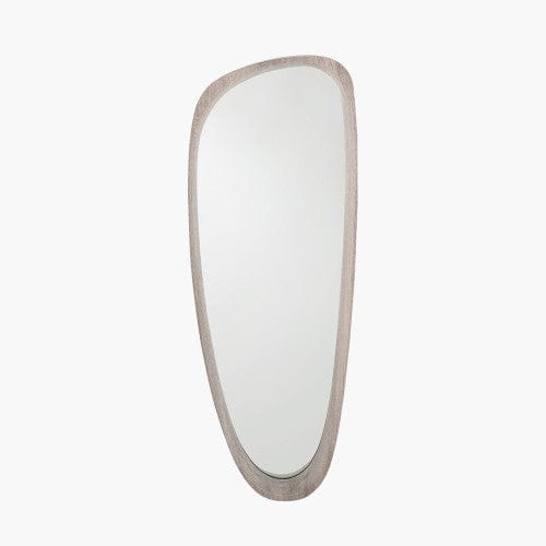 Grey Oak Wood Veneer Teardrop Shaped Wall Mirror