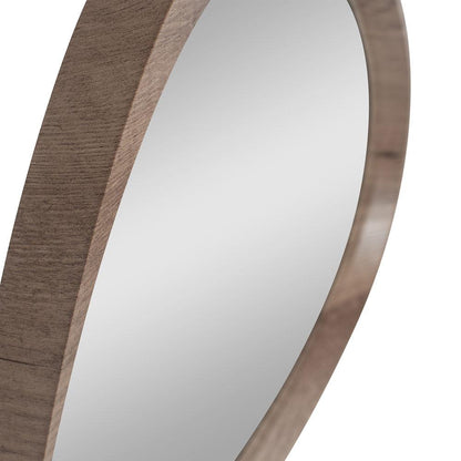 Dark Wood Veneer Curved Wall Mirror