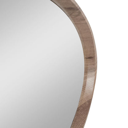 Dark Wood Veneer Curved Wall Mirror