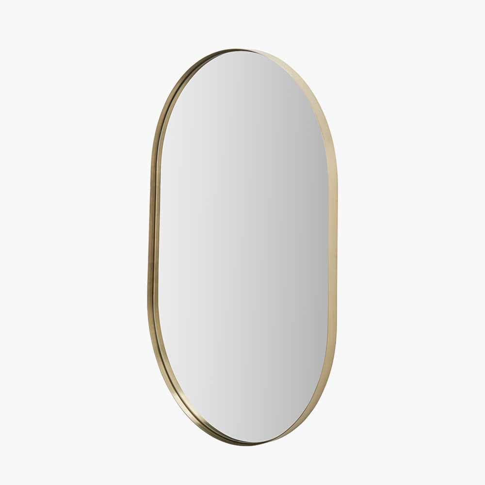 Brushed Gold Metal Slim Frame Oval Wall Mirror