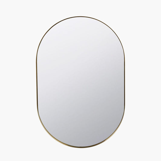 Brushed Gold Metal Slim Frame Oval Wall Mirror