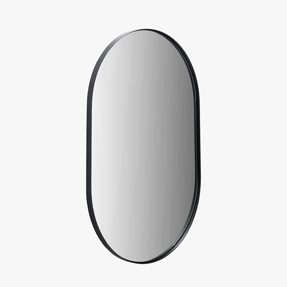 Black Metal Slim Frame Oval Wall Mirror