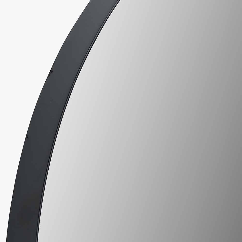 Black Metal Slim Frame Oval Wall Mirror