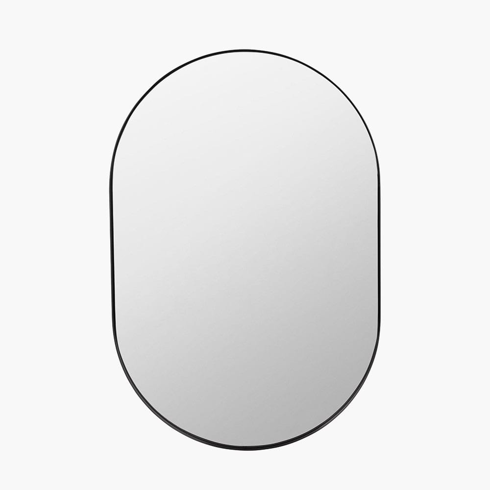 Black Metal Slim Frame Oval Wall Mirror