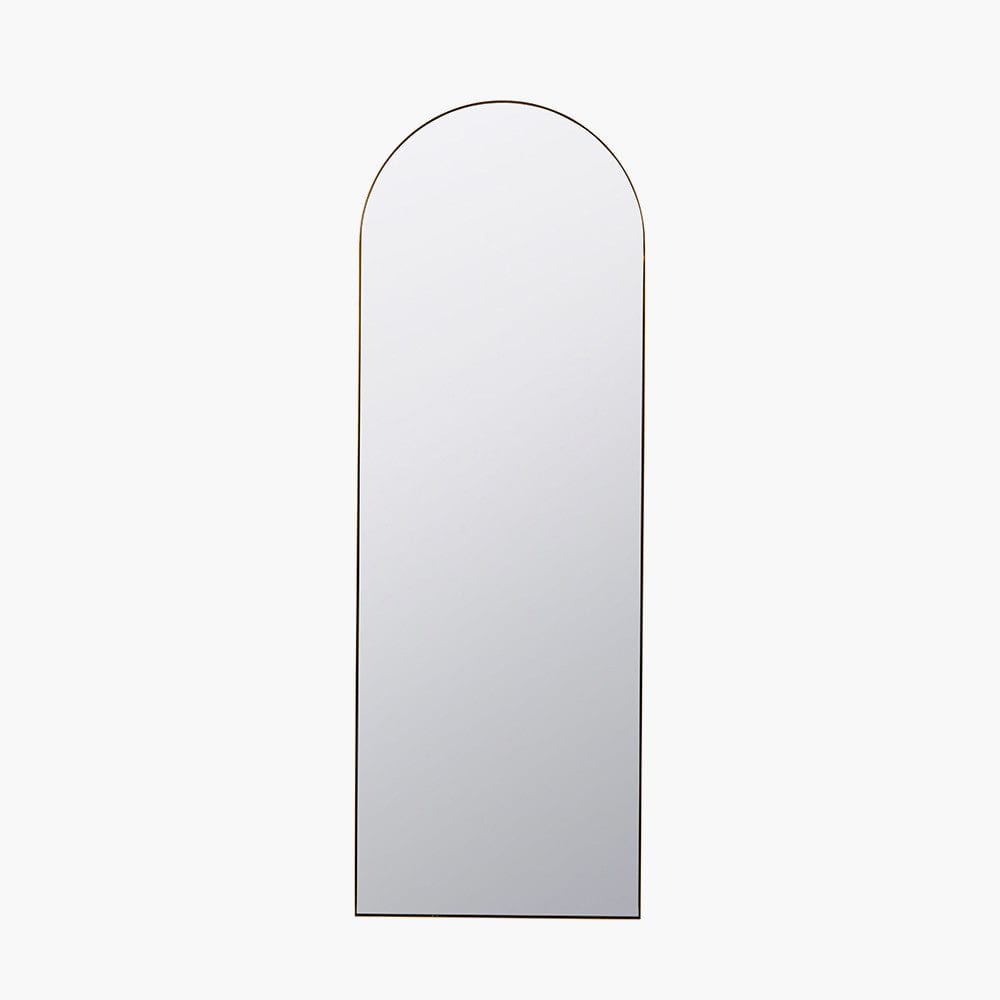 Brushed Gold Metal Slim Frame Arch Floor Mirror