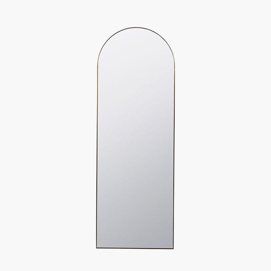 Brushed Gold Metal Slim Frame Arch Floor Mirror