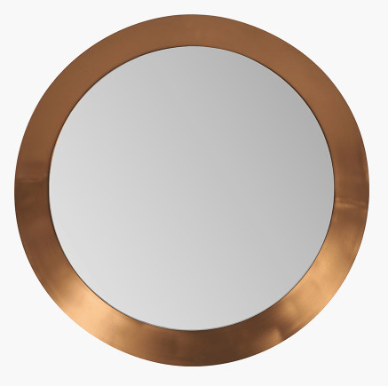 Angled Frame Round Mirror Large Burnished Gold