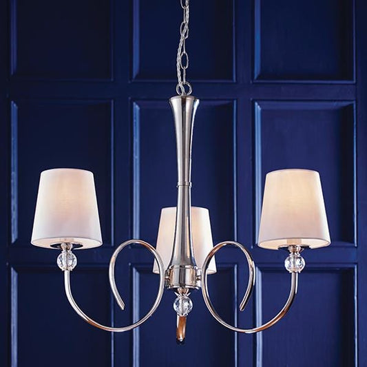 Fabia 3lt Pendant Polished Nickel with White Shades